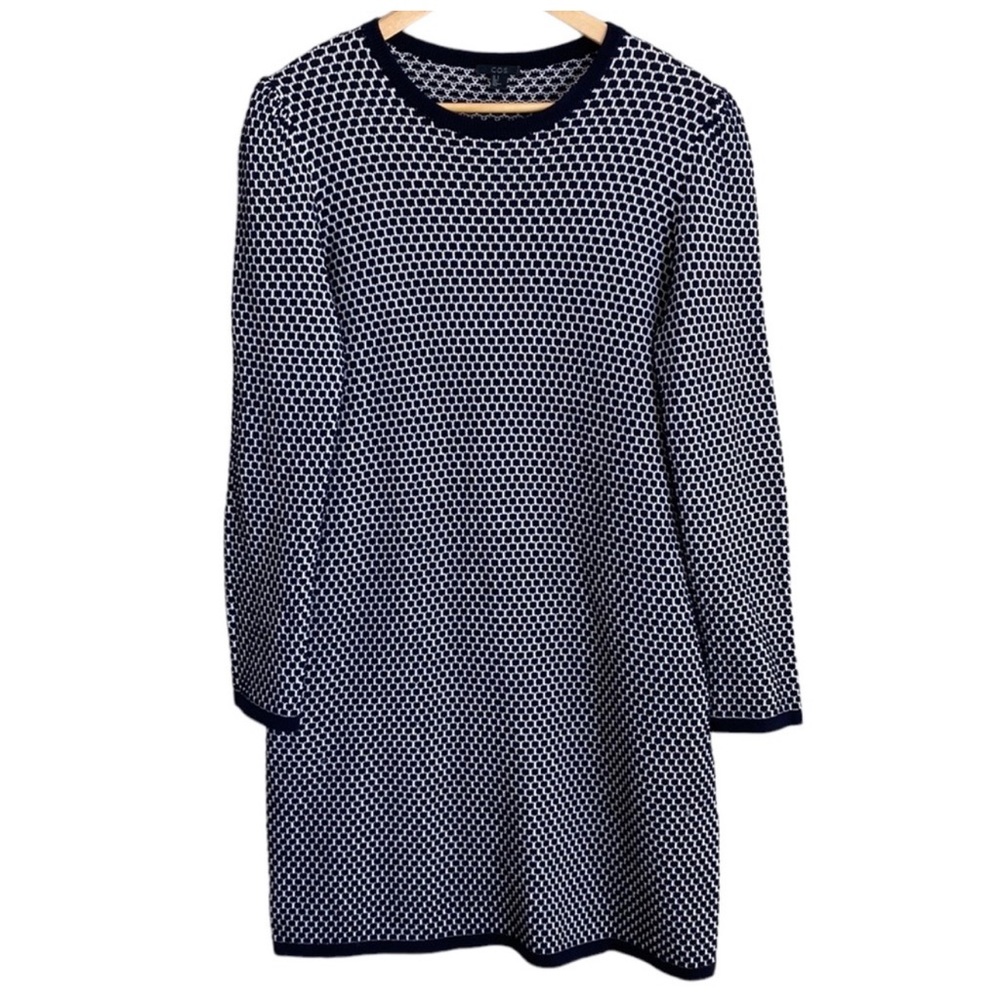 Like new COS comfy knit dress navy blue & white